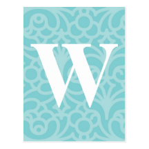 Ornate Floral Monogram - Letter W Post Cards