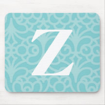 Ornate Floral Monogram - Letter Z Mouse Pads