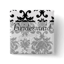 ornate formal black white damask pins