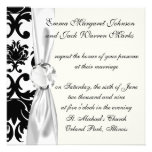 ornate formal black white damask custom invites