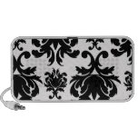 ornate formal black white damask design iPod speakers