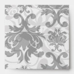 ornate formal black white damask envelope