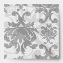 ornate formal black white damask envelope