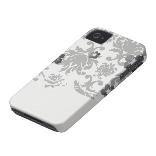 ornate formal black white damask iPhone 4 cases