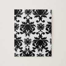 ornate formal black white damask jigsaw puzzles