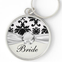 ornate formal black white damask key chains