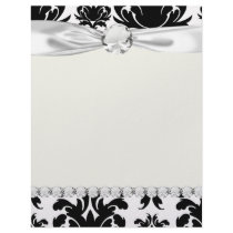 ornate formal black white damask letterhead template