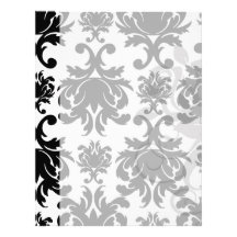 ornate formal black white damask letterhead template