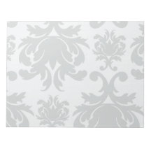 ornate formal black white damask notepad