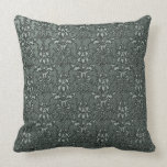 Ornate Formal Pewter Silver Damask Throw Pillow