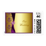 Ornate Formal Purple Gold Damask Postage Stamp