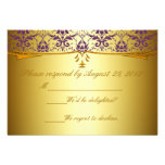 Ornate Formal Purple Gold Damask RSVP Cards Custom Invite