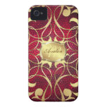 Ornate Gold Filigree Red Barely There Case iPhone 4 Case-Mate Cases