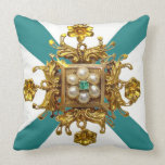 Ornate Gold Pearls Sofa Bling Jewelry pillows