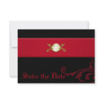 Ornate Gothic Save the Date in Black and Red Custom Announcements