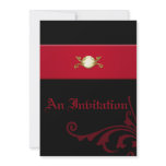 Ornate Gothic Wedding Invitation in Black and Red