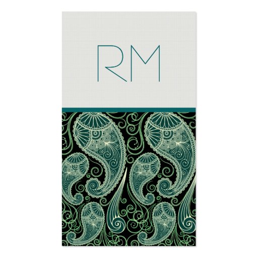 Ornate Green And Black Paisley Lace-Template Business Card Templates (front side)