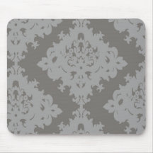ornate grey diamond damask design mouse pad