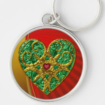 Ornate Heart with Jewels Key Chains