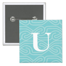 Ornate Knotwork Monogram - Letter U Buttons