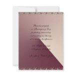 Ornate Leaf Border in Sage and Wine Modern Custom Invites