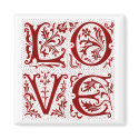 Ornate Love Text in Red magnet