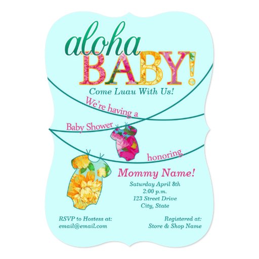 Ornate Luau Baby Shower Invitation (front side)