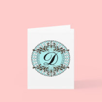 Ornate Monogram Letter D Custom Notecard cards