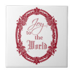 Ornate Oval Joy to the World Ceramic Tile
