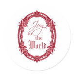 Ornate Oval Joy to the World Round Stickers