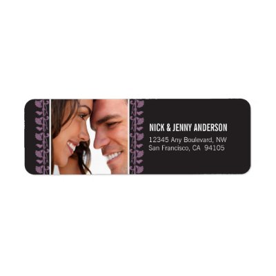 Ornate Photo Return Address Label (lavender)