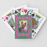 Ornate Pink and Green Swirls Photo Playing Cards playing cards