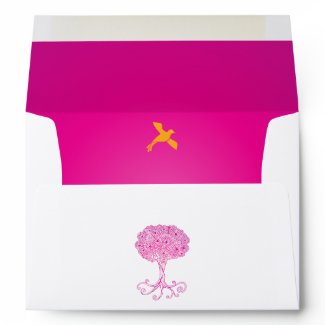 Ornate Pink Tree of Life Bat Mitzvah Envelope