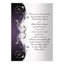 Ornate Purple Black Silver Wedding Celebration Personalized Invite