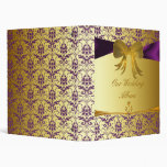 Ornate Purple Gold Damask Wedding Photo Album 3 Ring Binder