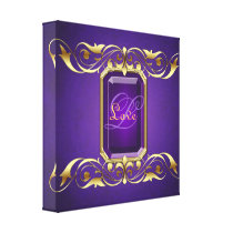 Ornate Purple Monogram Emerald Jewel Canvas Print