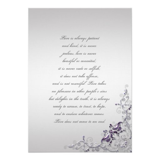 Ornate Purple Silver Floral Swirls Weddings Custom Announcement