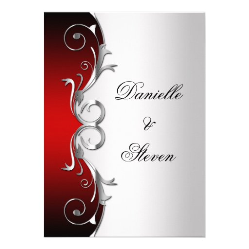 Ornate Red Black Silver Post Wedding Celebration Custom Invitation