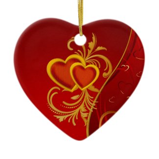 Ornate Red Hearts ornament