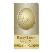 Ornate Scroll Easter Egg Gold Baking Label