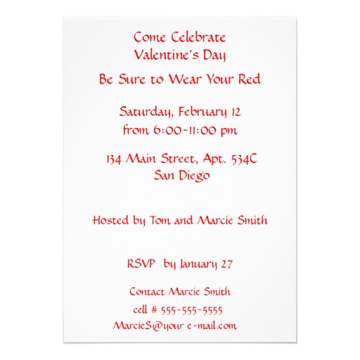 Ornate Scrolled Heart Metallic Gold on Bright Red Personalized Invite