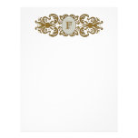 Ornate Scrolled Monogram Letter F Custom Letterhead