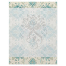 ornate teal green and cream damask pattern full color flyer
