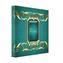 Ornate Teal Monogram Emerald Jewel Canvas Print
