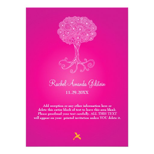 Ornate Tree of Life Pink Bat Mitzvah Invite