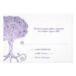 Ornate Tree of Life Purple Bat Mitzvah RSVP Personalized Invitation
