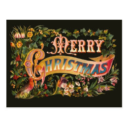 Ornate Vintage Christmas Greeting Postcard
