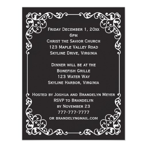 Ornate Vintage Rehearsal Dinner Poem Invites