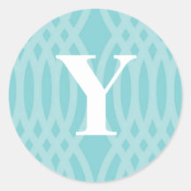 Ornate Woven Monogram - Letter Y Round Sticker
