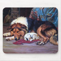 Orphan Dog with Collie Vintage Art Mousepad